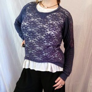 Navy Blue Lace Sweater